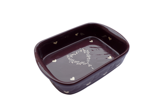 Plat rectangulaire Motif "aubergine coeur" 