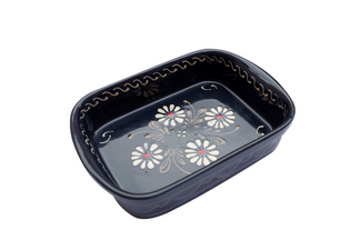 Plat rectangulaire Motif "bleu fleurs" 