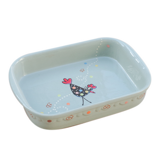 Plat rectangulaire Motif "gris ciel cocotte"
