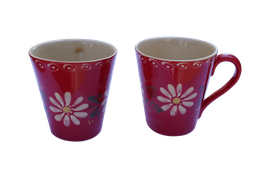 Mug x 2  Motif "rouge fleur" 