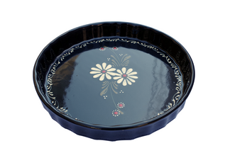 Moule à tarte / Tourtière  Motif "bleu fleurs" 