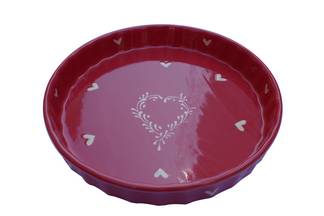 Moule à tarte / Tourtière  Motif "rouge coeur" 
