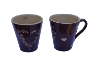 Mug x 2  Motif "aubergine coeur" 