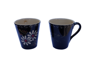 Mug x 2  Motif "bleu fleur" 