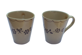 Mug x 2  Motif "nature gris pappilon" 