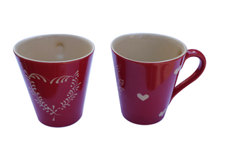 Mug x 2  Motif "rouge coeur" 