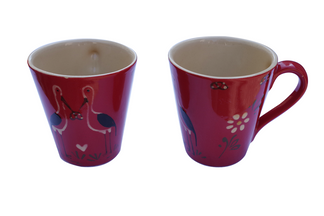 Mug x 2  Motif "rouge cigogne" 