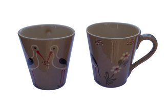 Mug x 2  Motif "taupe cigogne" 