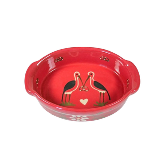 Plat à gratin ovale  Motif "rouge cigogne" 