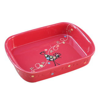 Plat rectangulaire motif rouge cocotte