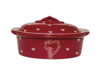 Terrine Baeckeoffe motif "Rouge coeur"