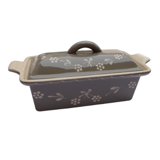 Terrine foie gras rectangulaire  Motif "gris papillon" 