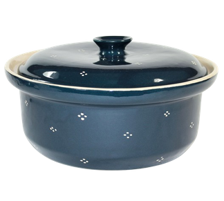 terrine ronde motif "bleu 4pts"