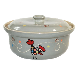 Terrine ronde  Motif "Gris ciel cocotte" 